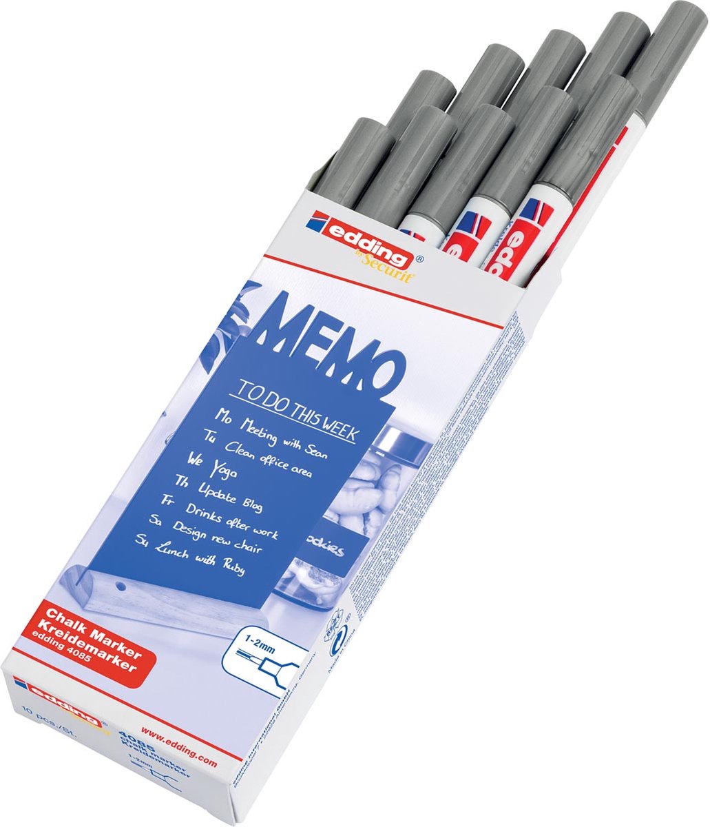 Krijtstift  edding  by Securit 4085 rond 1-2mm zilver | 10 stuks